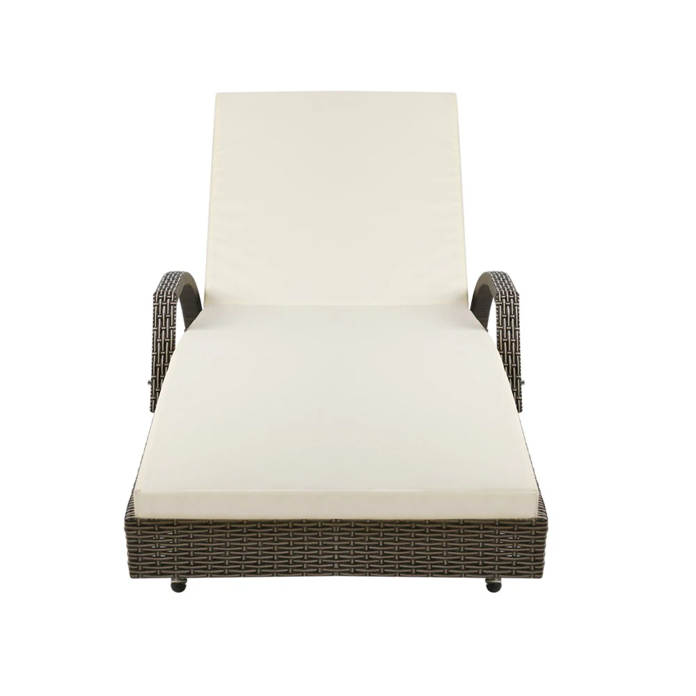 Ashby Set of 2 Outdoor Sun Lounge Wicker with Armrest Chair and Cushion - Grey - Nurns