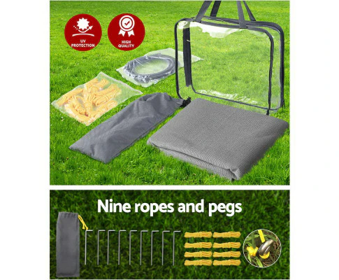 Caravan Privacy Screen Roll Out Awning 4.9x1.95M End Wall Side Sun Shade Grey - Nurns