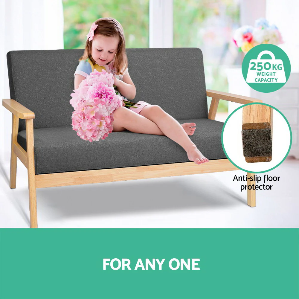 Mona 2-Seater Fabric Sofa Chair - Grey - Nurns