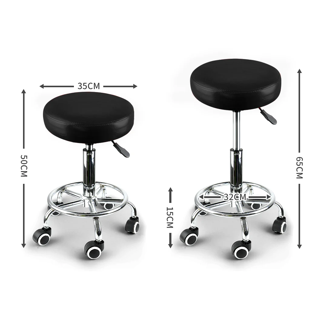 Set of 2 Swivel Salon Barstool Hairdressing Stool Barber Chair Equipment Beauty Black - Nurns