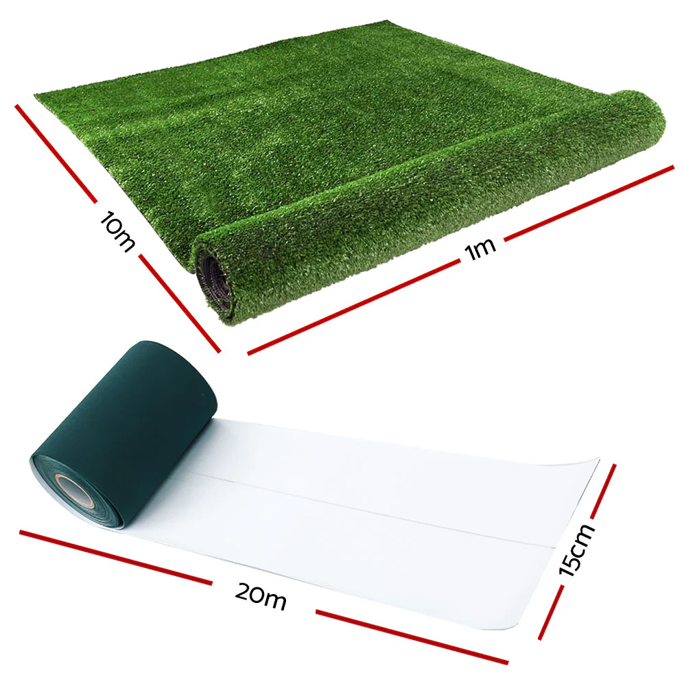 Primeturf 2x10m Artificial Grass Synthetic Fake 20SQM Turf Lawn 17mm Tape - Nurns