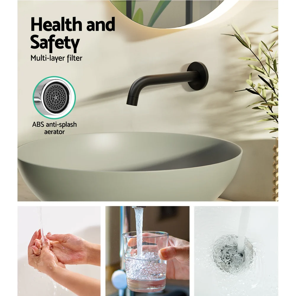 Bathroom Mixer Spout Wall Bath Tap Round Shower Bathtub Black - Nurns