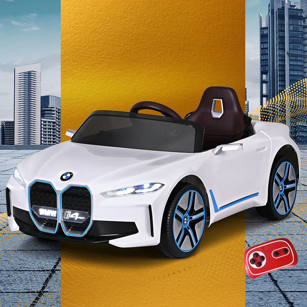 Kids Ride On Car BMW Licensed I4 Sports Remote Control Electric Toys 12V - White - Nurns