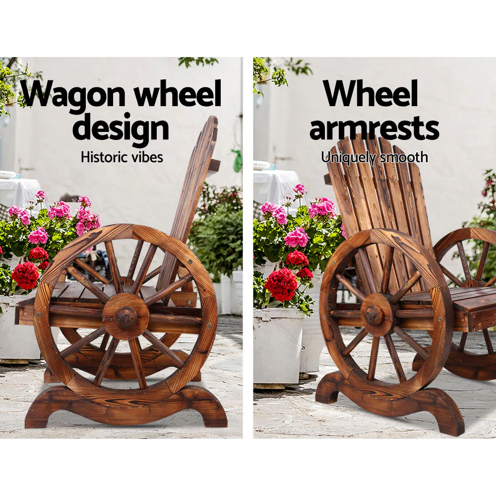 Celestia Wooden Wagon Chair Outdoor - Brown - Nurns