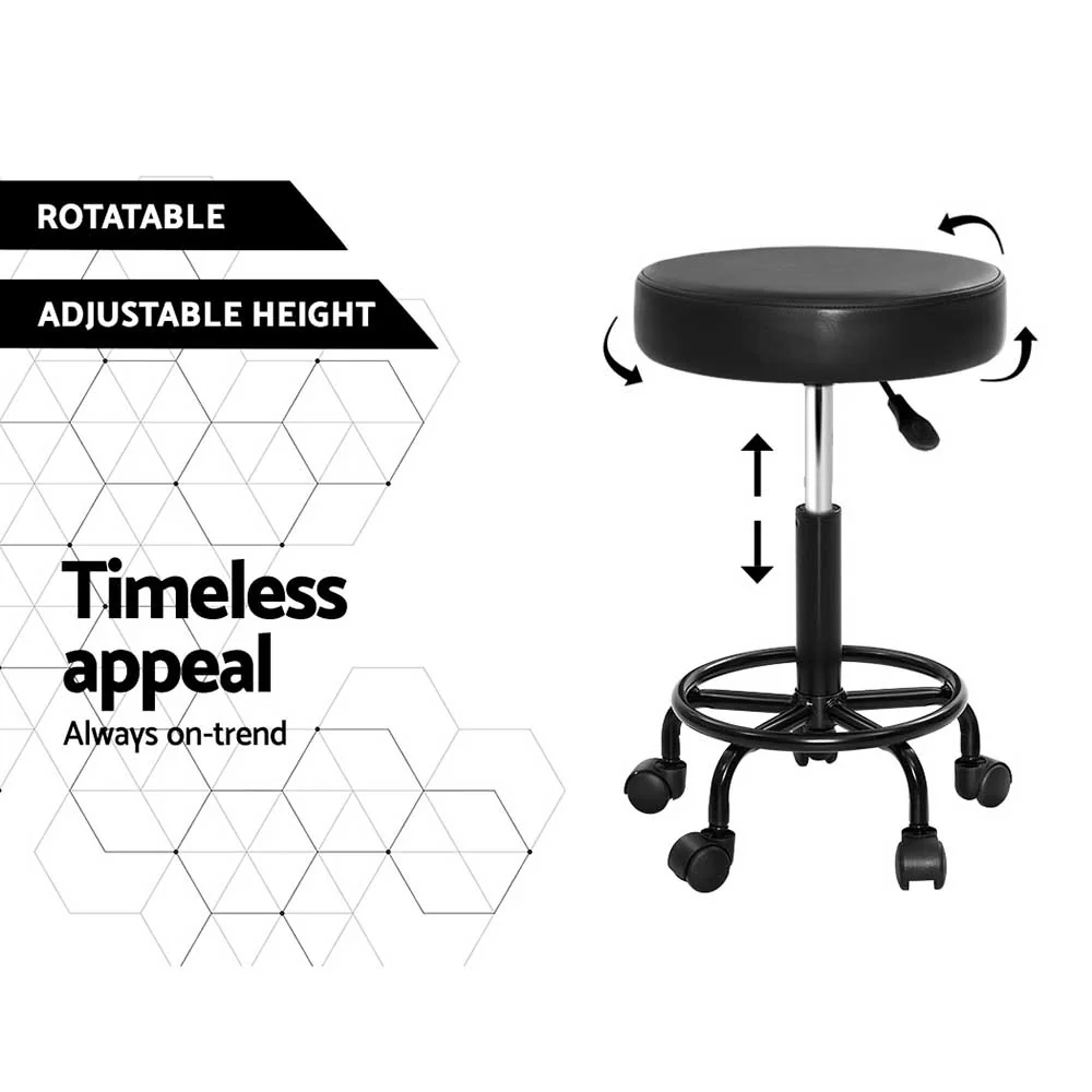 Set of 2 Salon Stool Round Swivel Chair - Nurns
