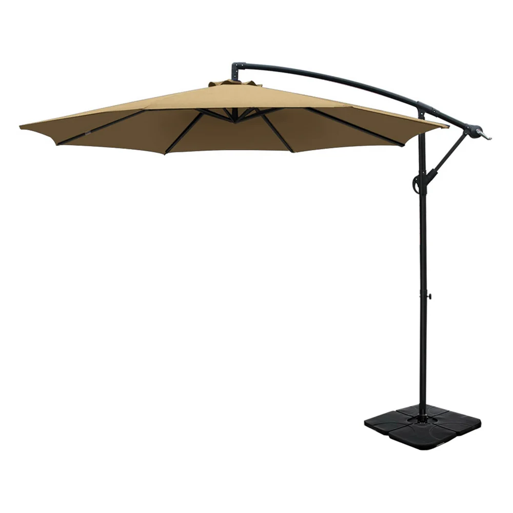 Instahut 3m Umbrella w/Base Outdoor Cantilever Beach Garden Patio Parasol Beige - Nurns