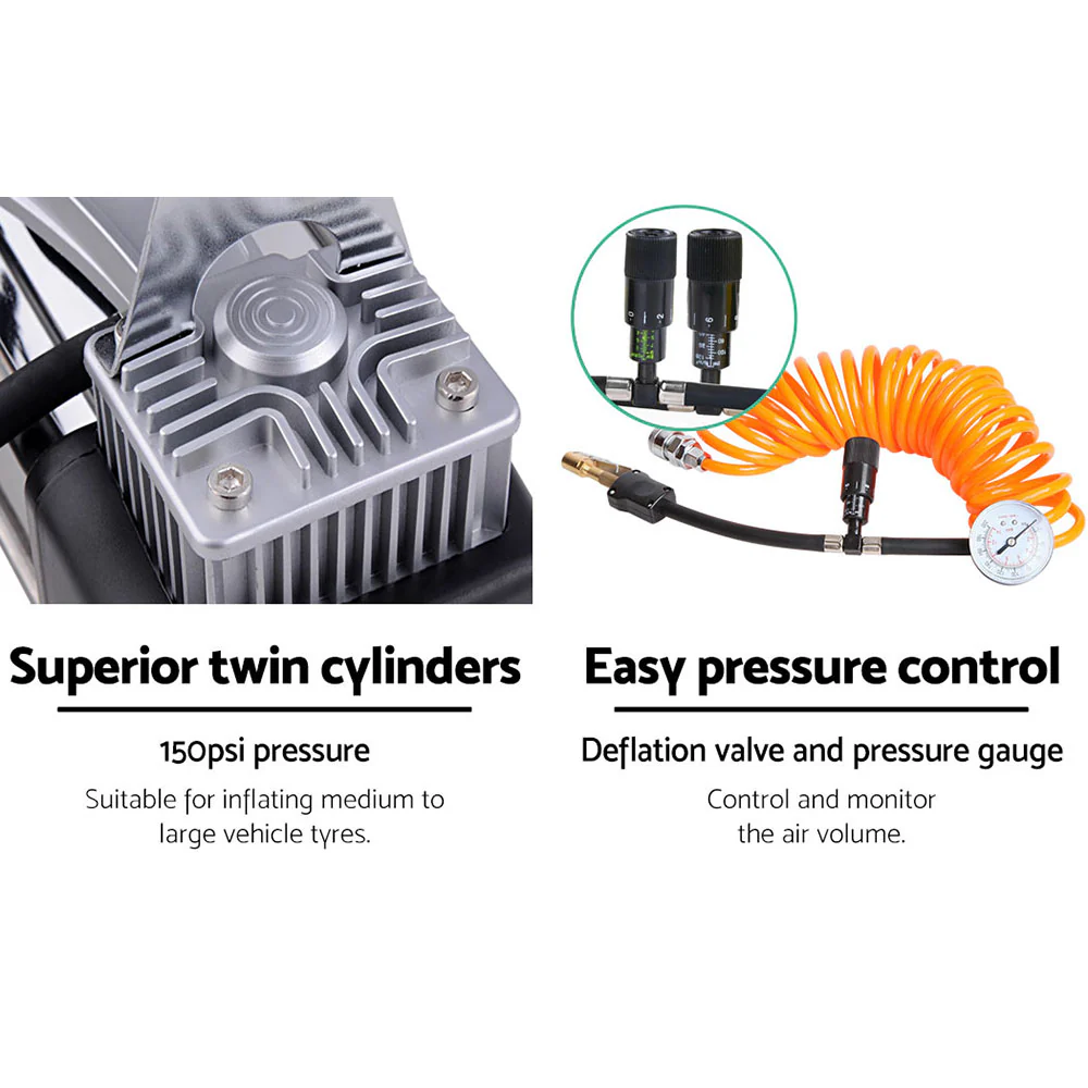 85L/min 12V Portable Air Compressor - Nurns