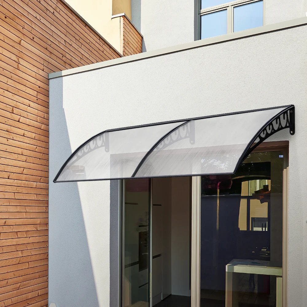 Instahut Window Door Awning 1mx6m Transparent Plastic Frame - Nurns