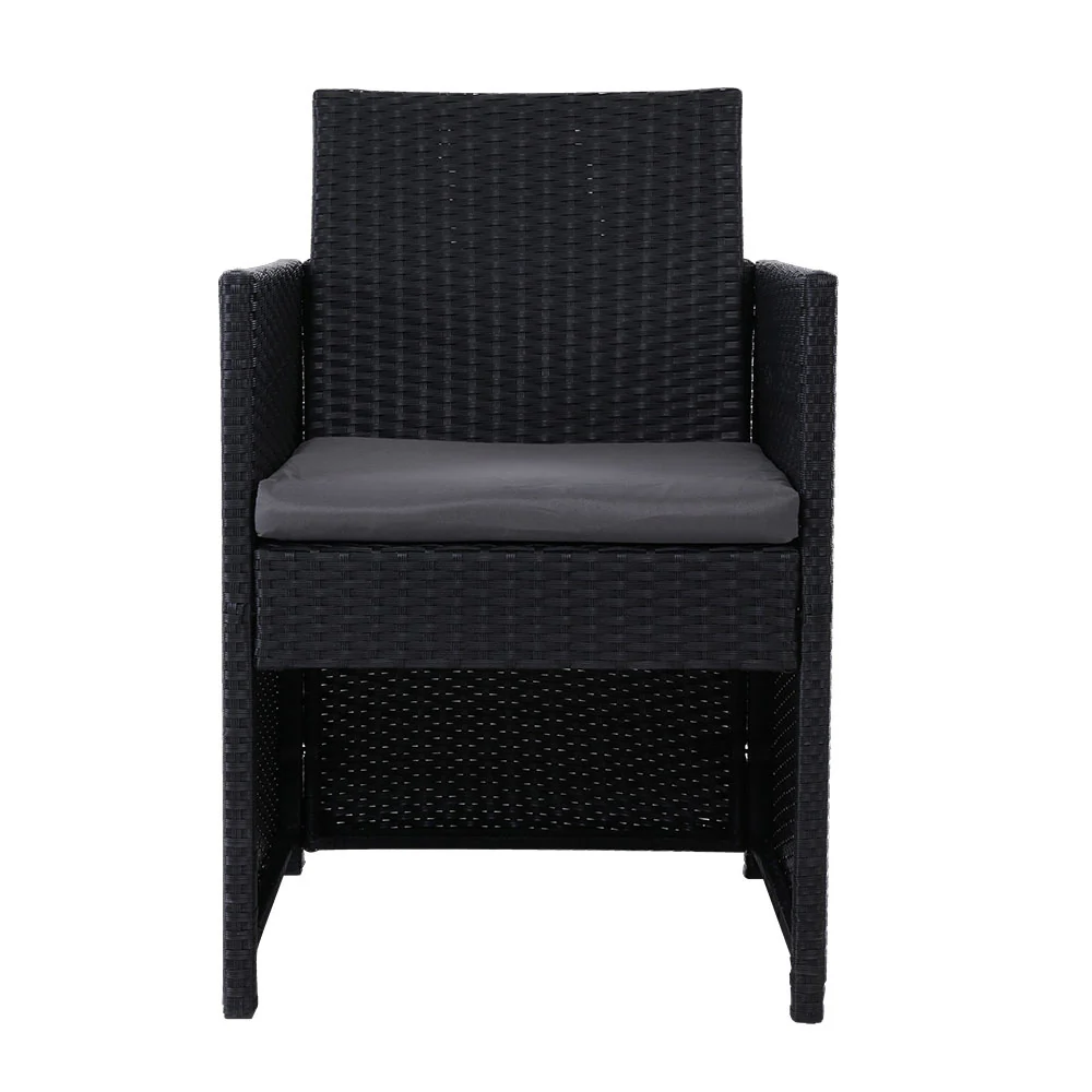 Mitchell 2-Seater Chairs Patio Furniture Wicker Outdoor Lounge Set - Black - Nurns