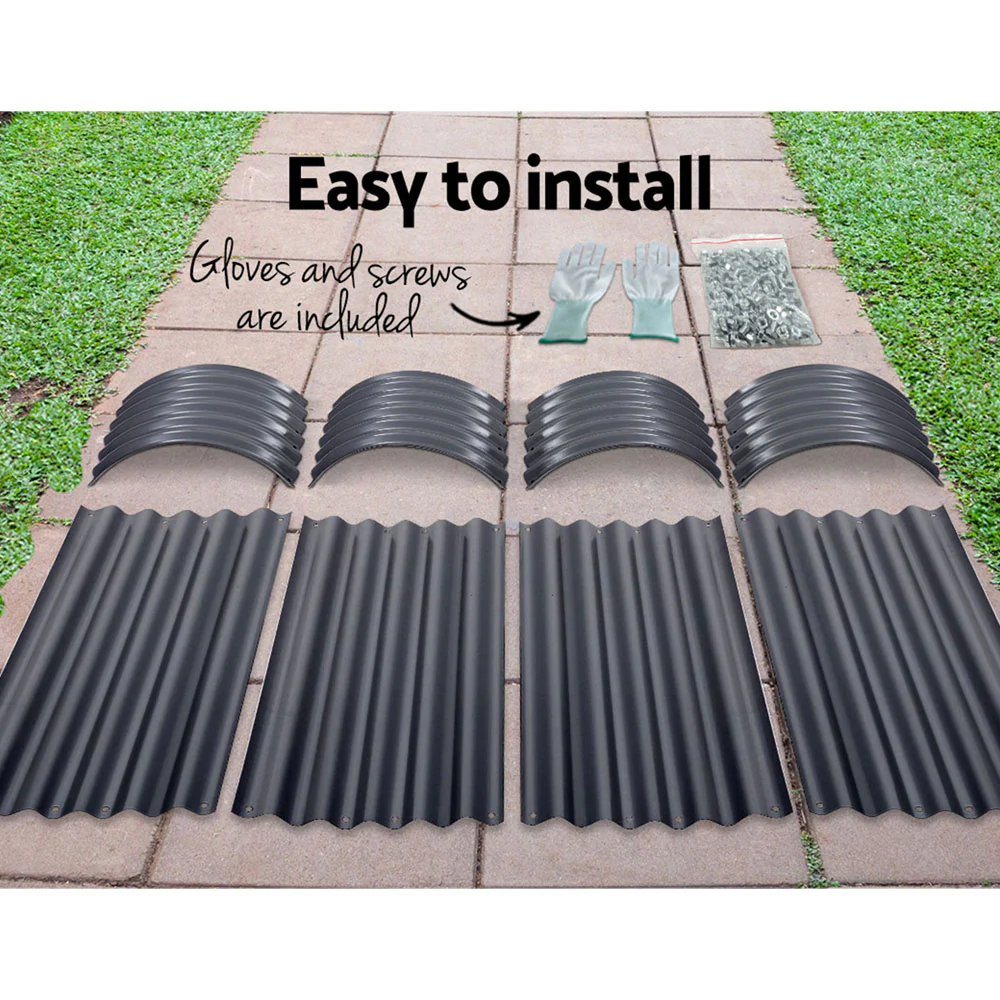 Garden Bed 160x80x42cm Oval Planter Box Raised Container Galvanised - Nurns