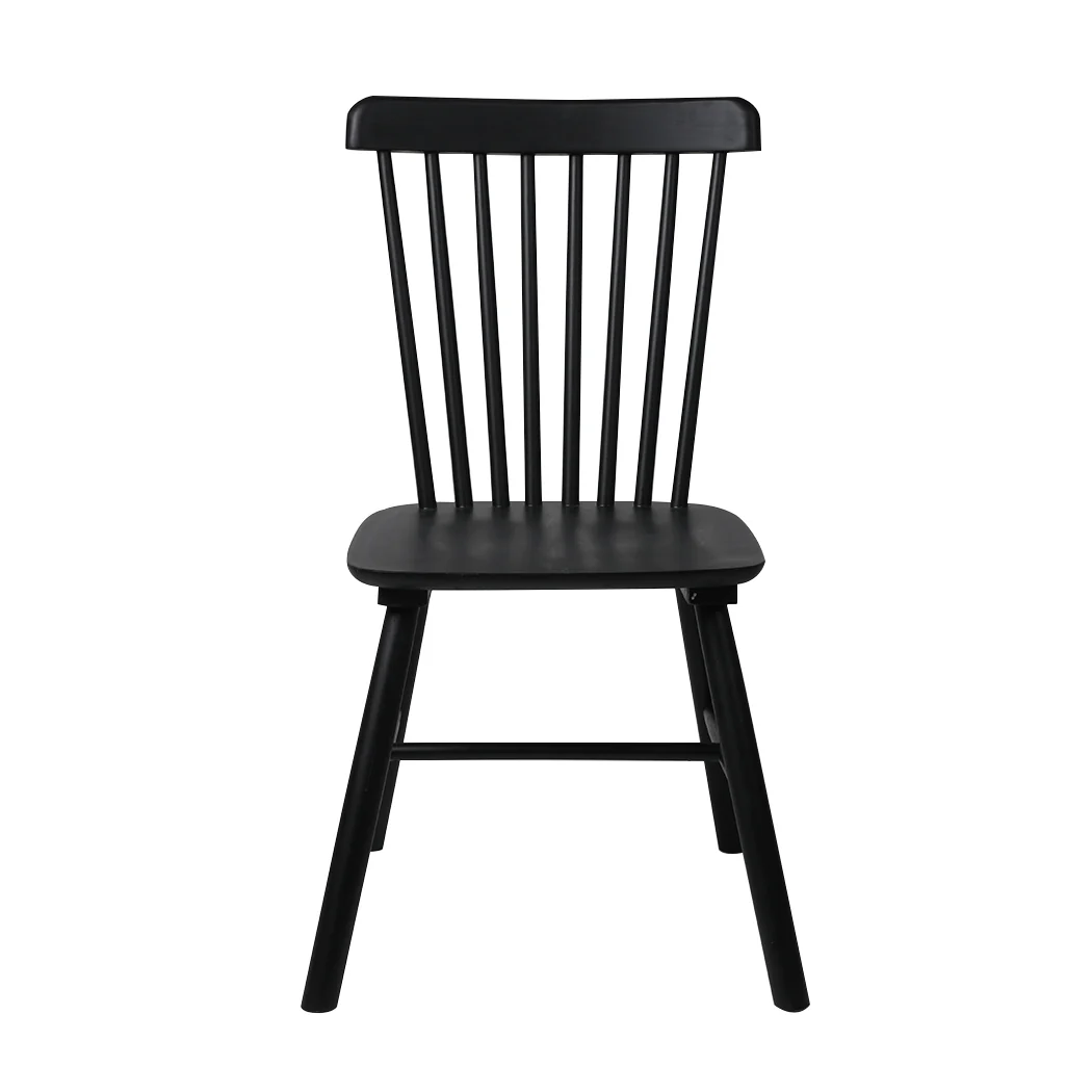 Cade Set of 2 Dining Chairs Side Replica Kitchen Wood Furniture - Black - Nurns