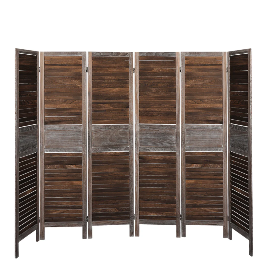Room Divider 6 Panel Folding - Brown - Nurns