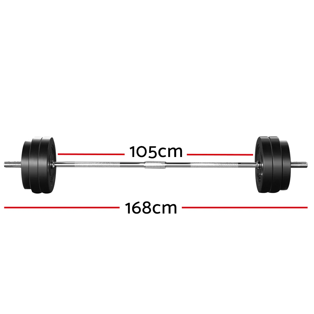 Everfit 58kg Barbell Set Weight Plates Bar Lifting Bench 168cm - Nurns