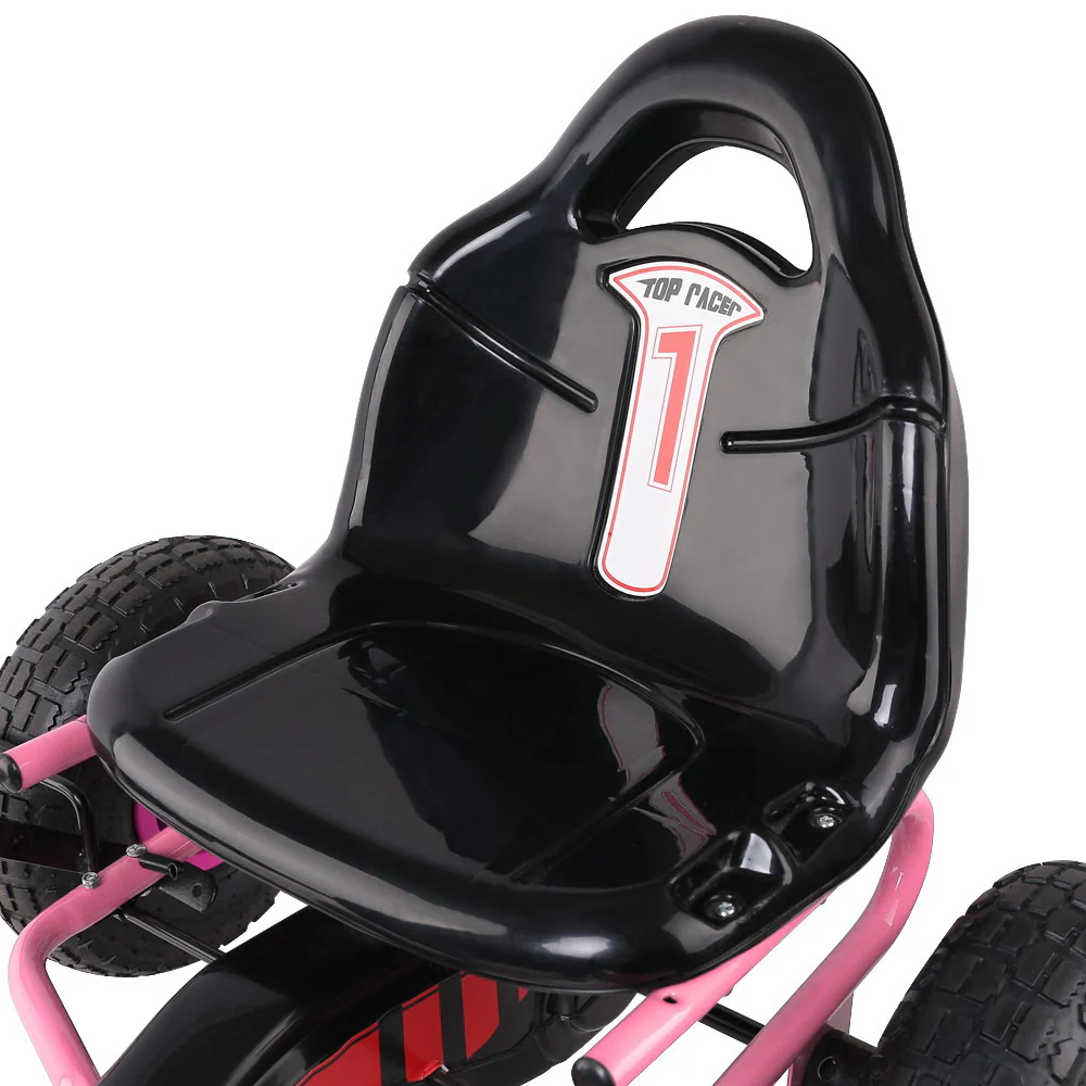 Kids Pedal Go Kart Car Ride On Toys Racing Bike Rubber Tyre Adjustable Seat - Pink - Nurns