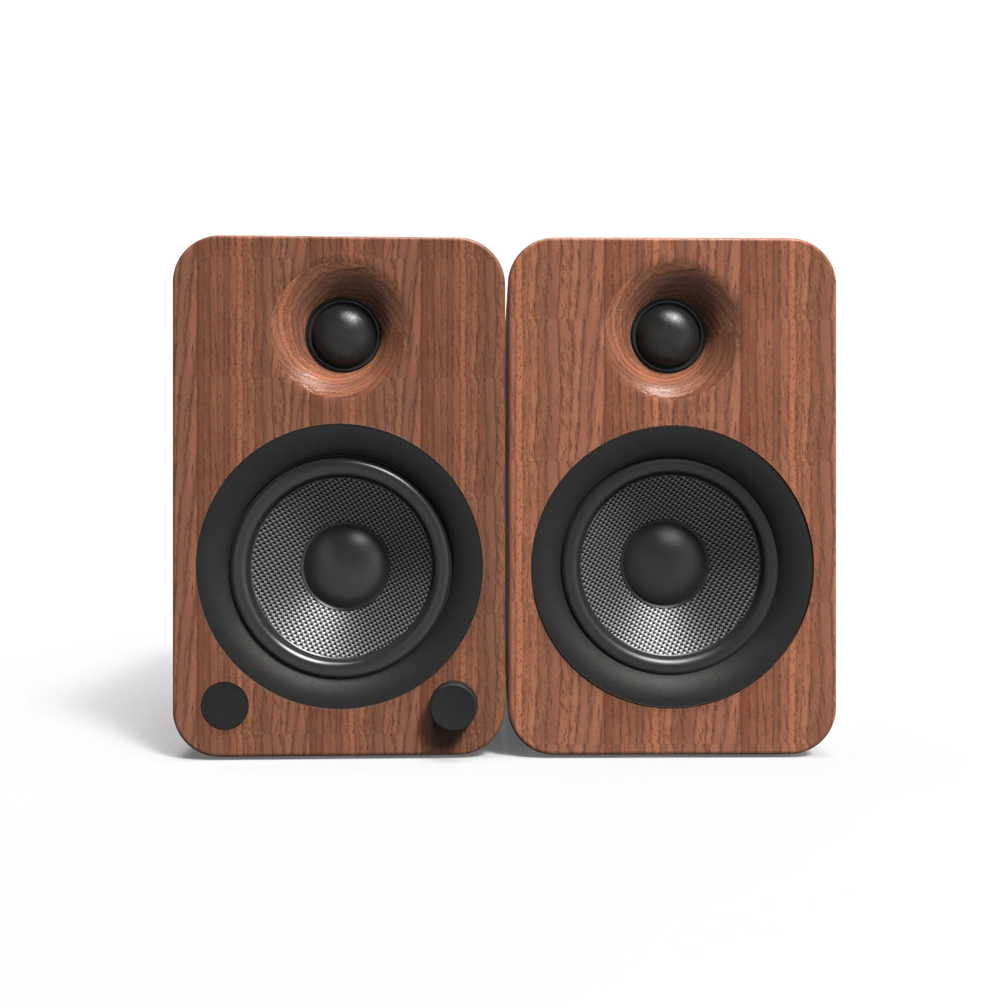 YU4 140W Powered Bookshelf Speakers with Bluetooth and Phono Preamp Pair - Walnut - Nurns