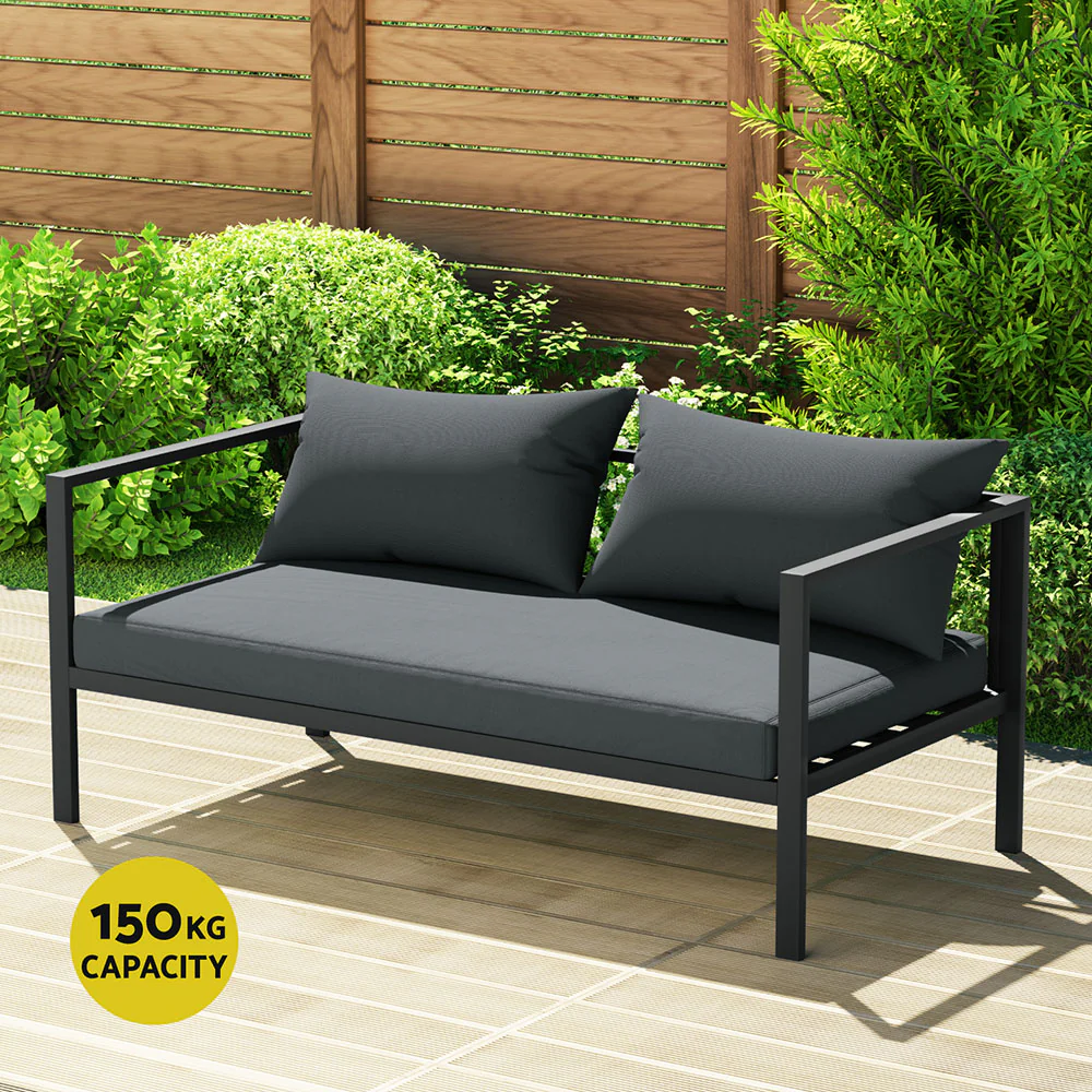 Atlas 4-Seater Aluminium Patio Furniture Setting 4-Piece Outdoor Sofa Set - Charcoal - Nurns