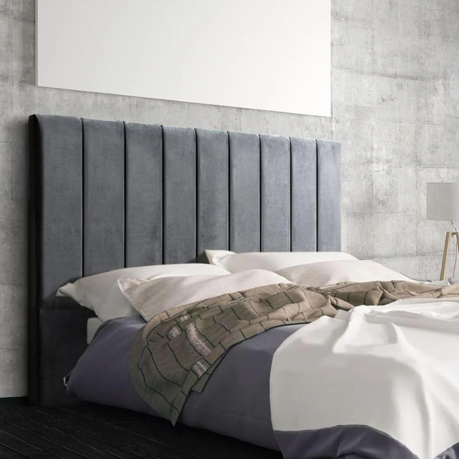 Bed Headboard Velvet - Grey Queen - Nurns