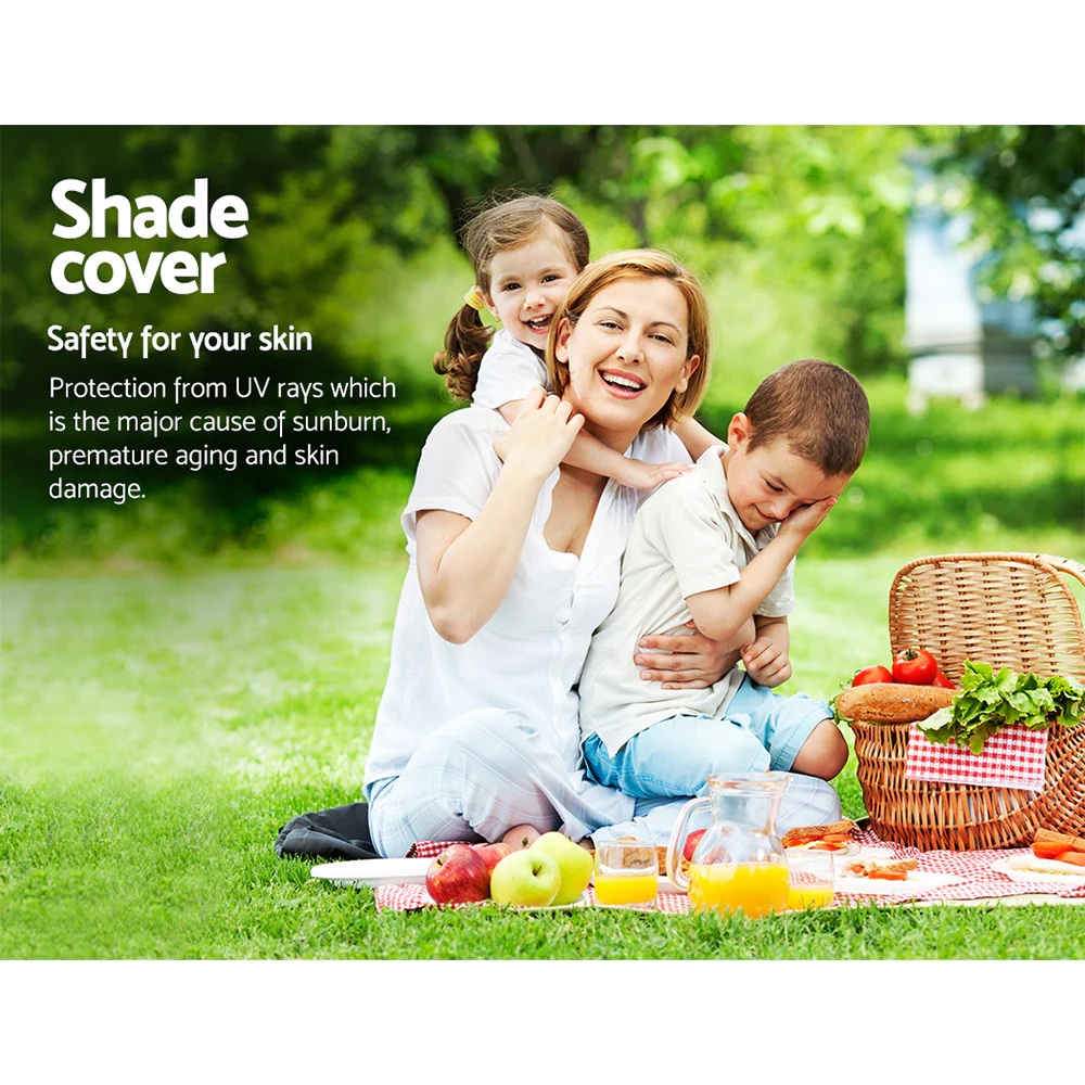 Instahut Shade Sail 6x6m Rectangle 185GSM 95% Sand Shade Cloth - Nurns
