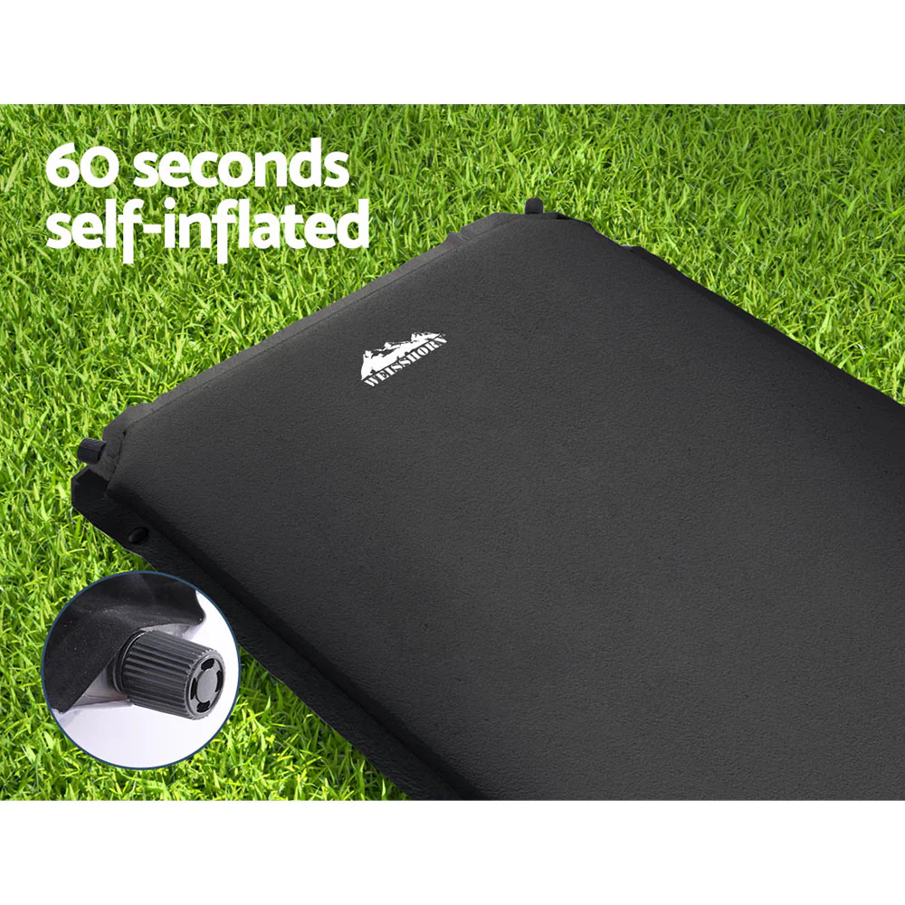Self-Inflating Mattress Camping Sleeping Mat Air Bed Pad Single Black - Nurns