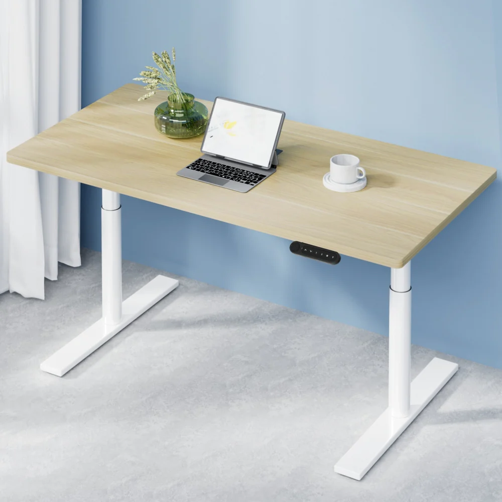 Artiss Standing Desk Motorised Electric Dual Motor 120cm White Oak - Nurns