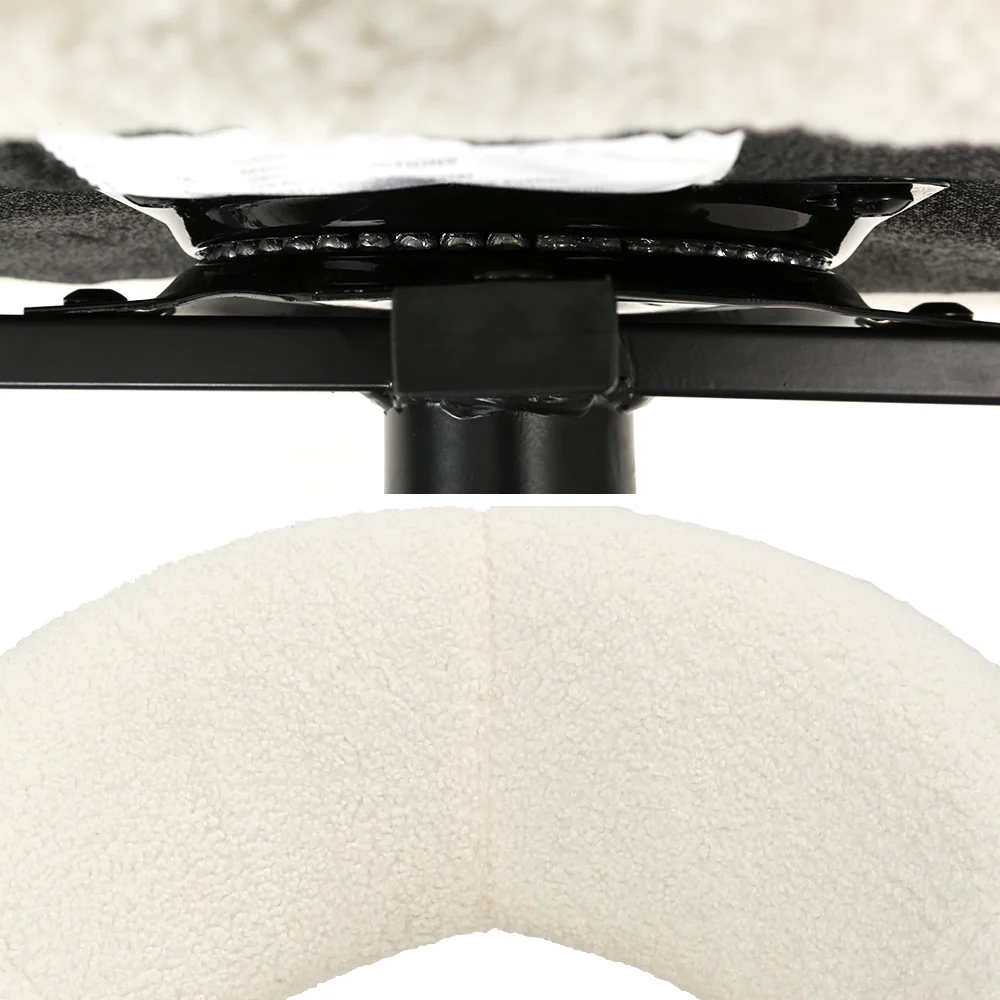 Imogen Set of 2 Dining Chairs Sherpa Bouclé Swivel Base - Beige - Nurns