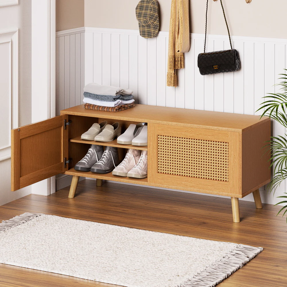 Artiss Shoe Rack Bench Up to 10 Pairs Rattan Starlyn - Nurns
