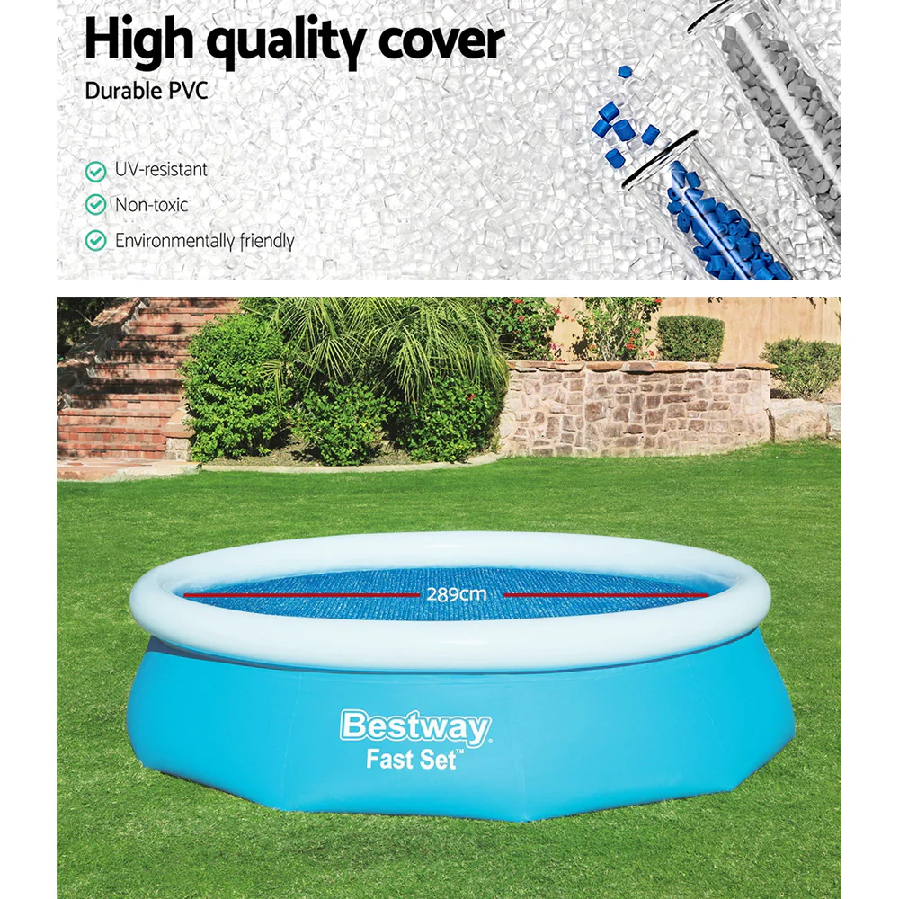 Factory Buys Pool Cover Fits 3.05m/10ft Round Swimming Pool PVC Blanket 2.89m - Nurns