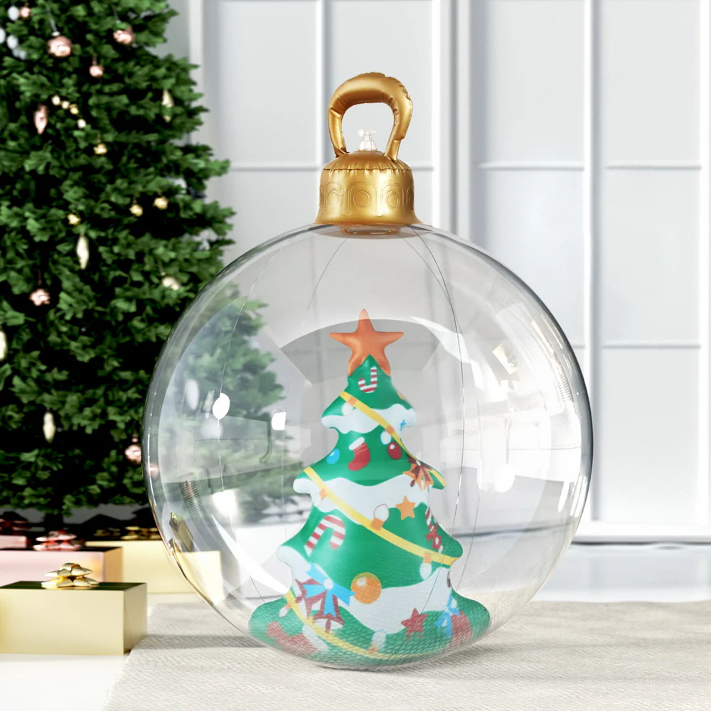 Tree Giant Bauble Ball Christmas Inflatable Outdoor Xmas Decoration Clear - 60cm - Nurns