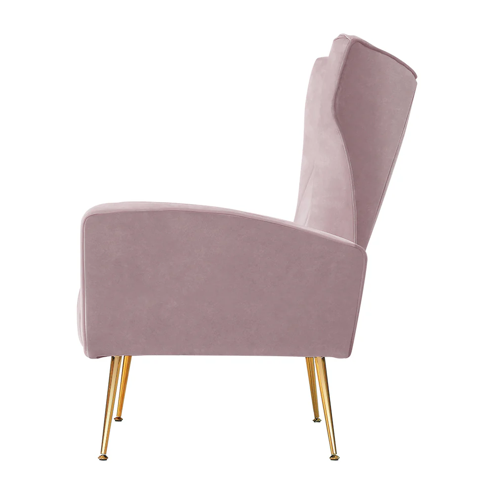 Maricel Accent Velvet Seat Lounge Armchair - Pink - Nurns