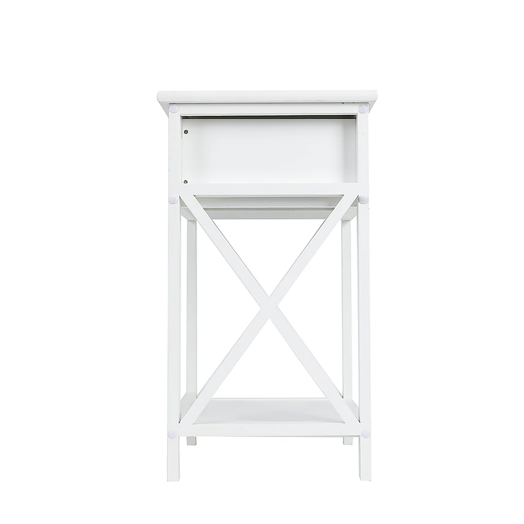 Caraquet Wooden Bedside Tables - White - Nurns