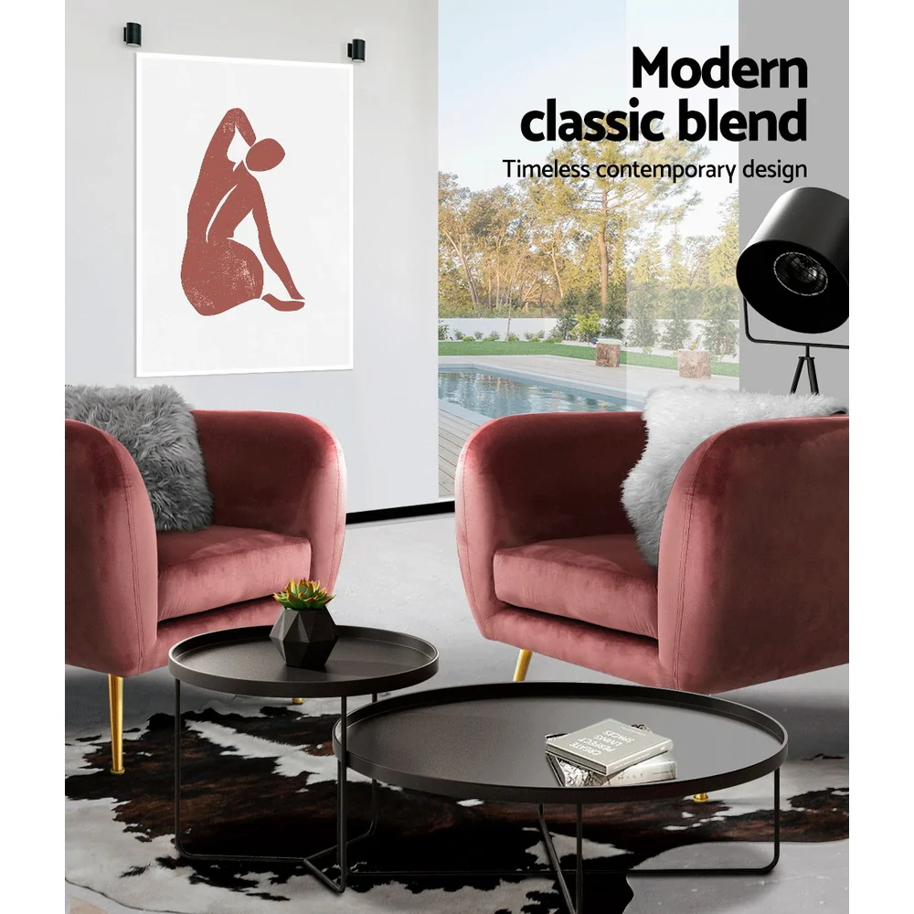 Matresha Accent Velvet Lounge Sofa Armchair - Pink - Nurns