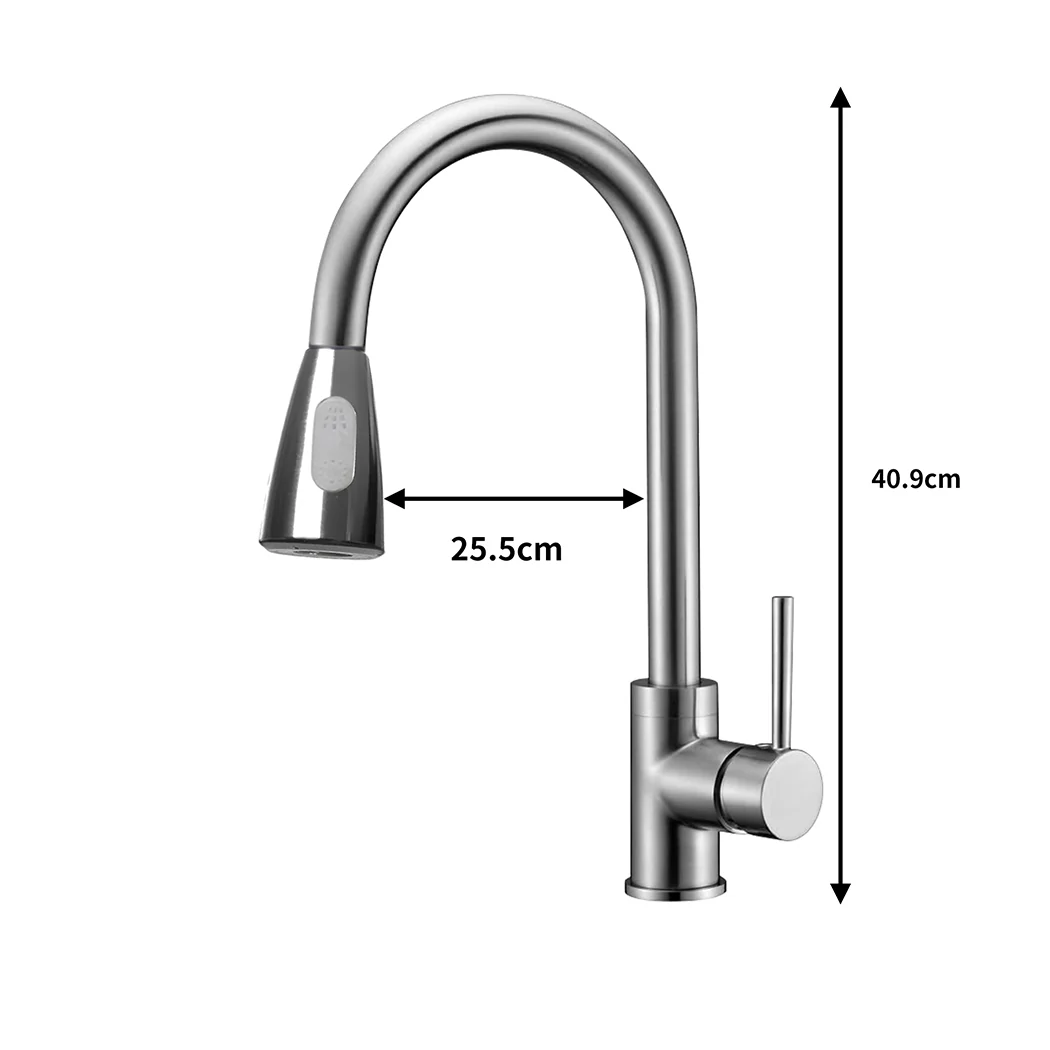 Kitchen Faucet Extender Tap Pull Out Brass Mixer Taps Sink Vanity Swivel Wels Silver - Nurns