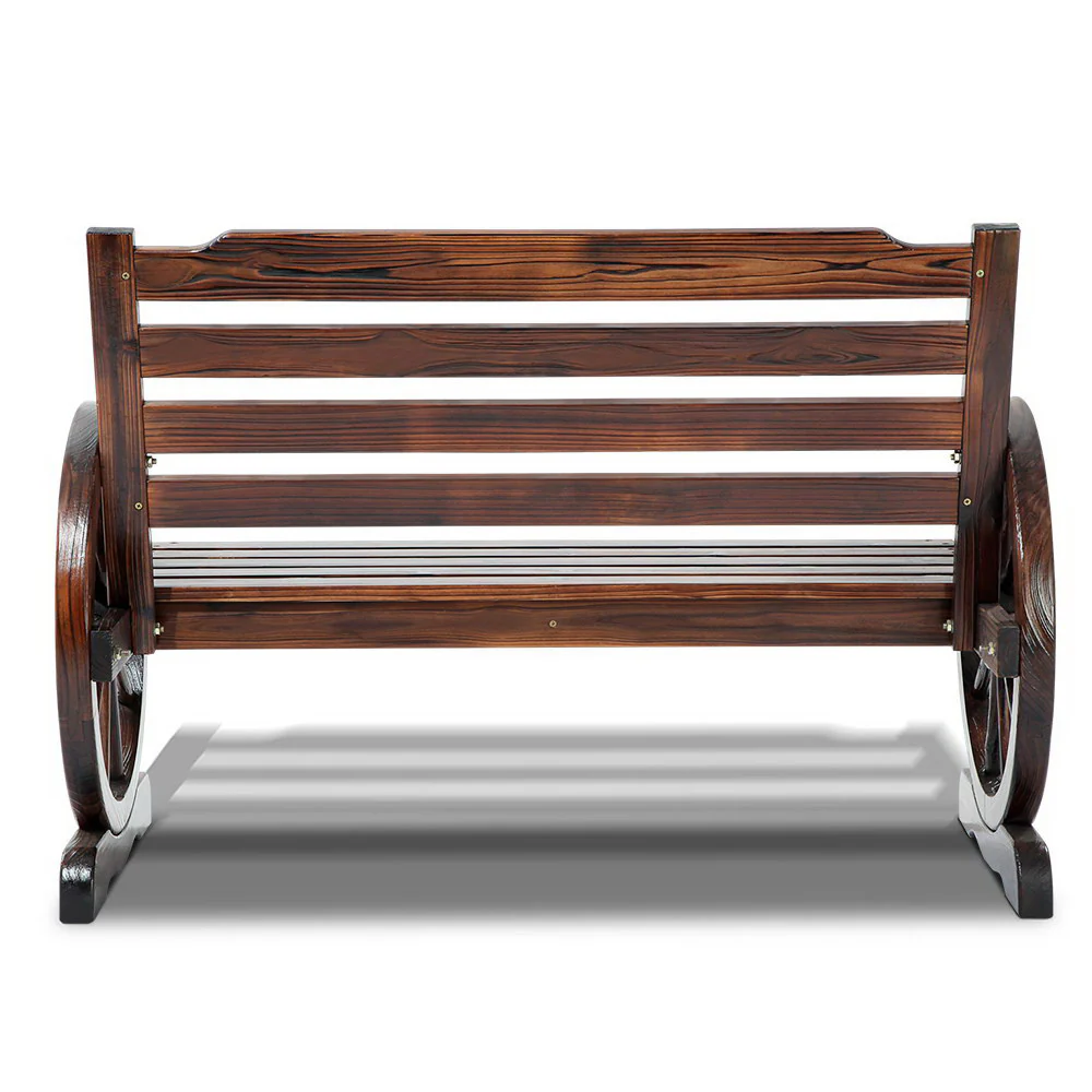 Celestia Wooden Wagon Wheel Bench - Brown - Nurns