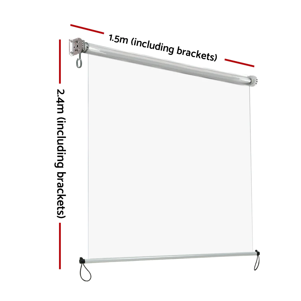 Instahut Outdoor Blinds Transparent Roll Down Awning Window Shade 1.5x2.4M - Nurns