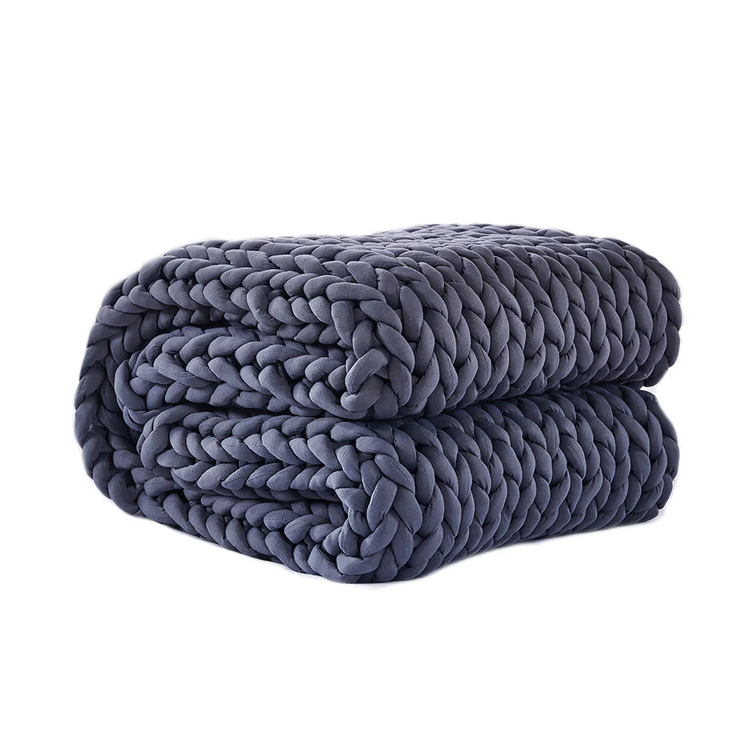 Whimsy Weighted Soft Blanket Knitted Chunky Bulky Knit 6.5KG - Dark Grey - Nurns