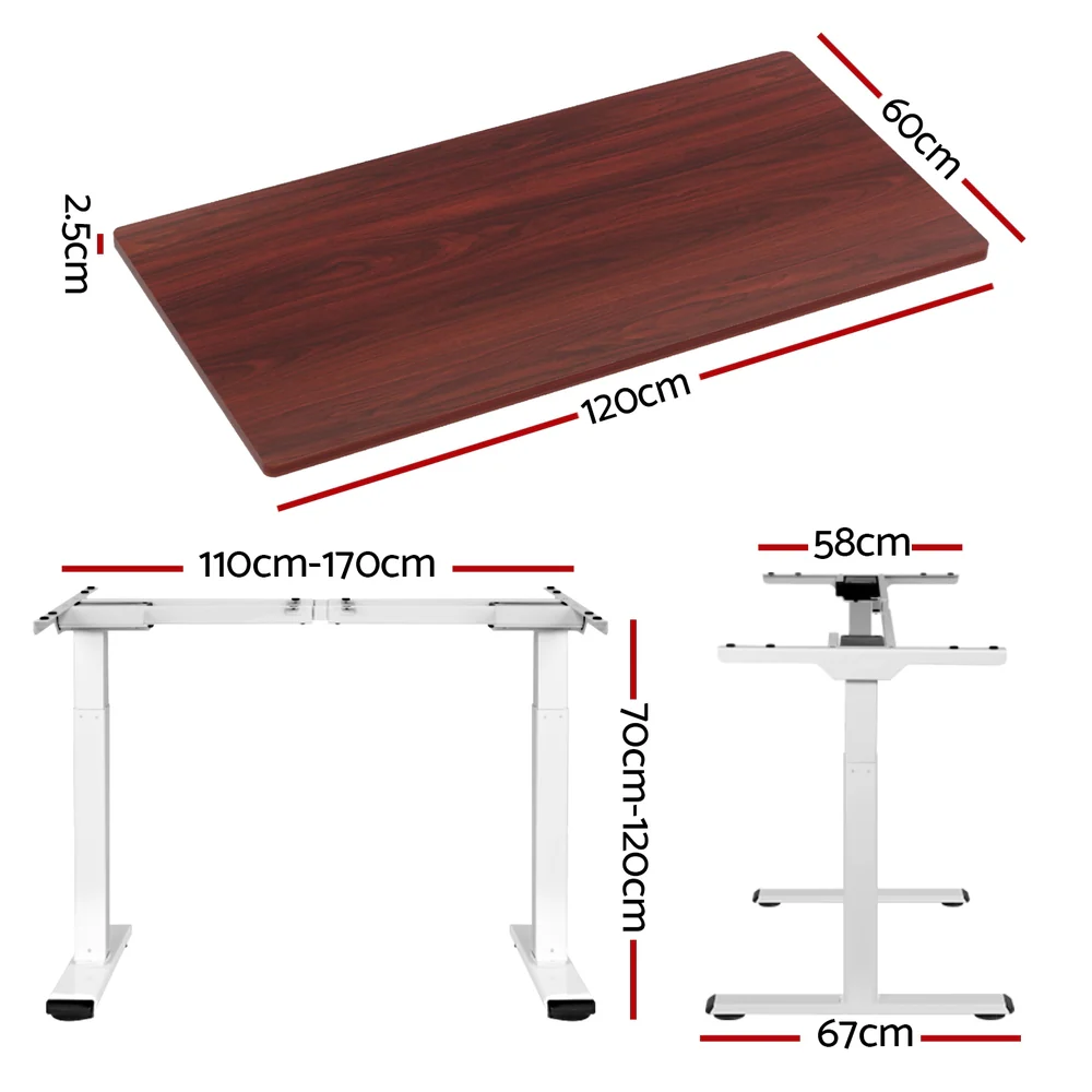 Artiss Standing Desk Motorised Dual Motor 120cm Walnut - Nurns