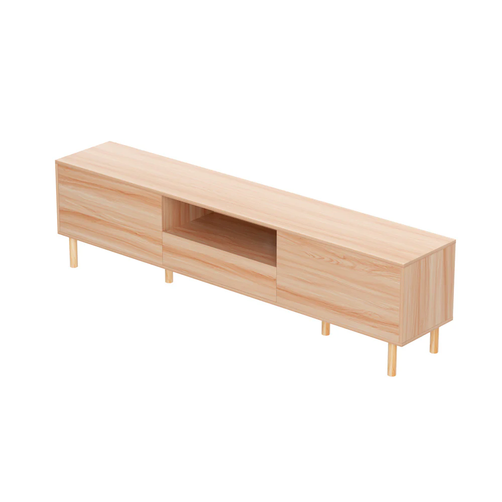Isolde 180CM Entertainment Unit Stand TV Cabinet Storage Drawers Display Shelf - Natural - Nurns