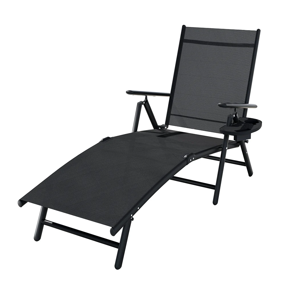 Romy Sun Lounge Outdoor Lounger Chair Foldable Patio Furniture - Black - Nurns