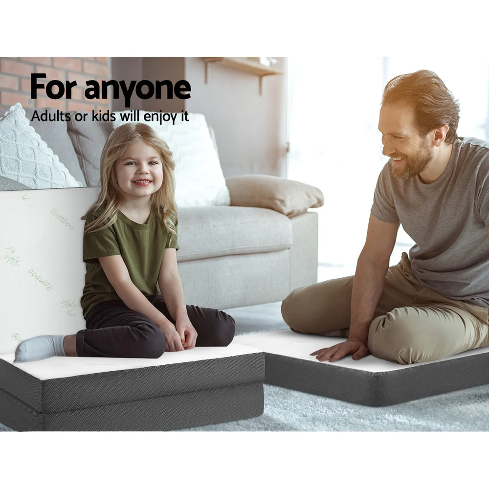 Natalie 10cm Folding Foam Portable Mattress Bamboo Fabric - Single - Nurns