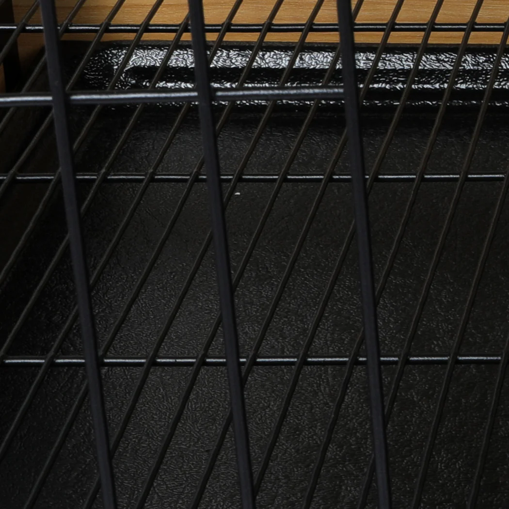 Wooden Wire Dog Kennel Side End Table Steel Puppy Crate Indoor Pet House XL - Wood XL - Nurns