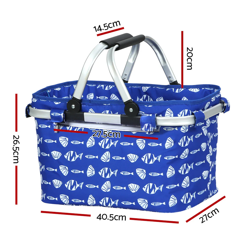 Picnic Bag Basket FoldingHamper Camping Hiking Insulated - Nurns