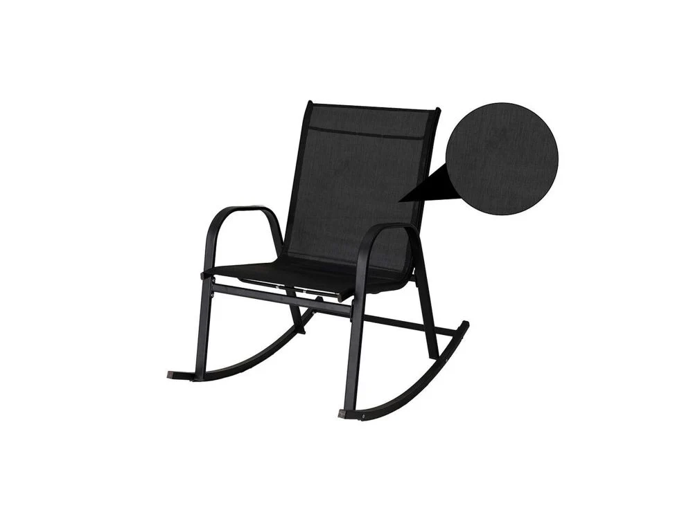 Ellise Rocking Chair High Back Rocker Chairs Steel Metal Textilene Fabric - Black - Nurns