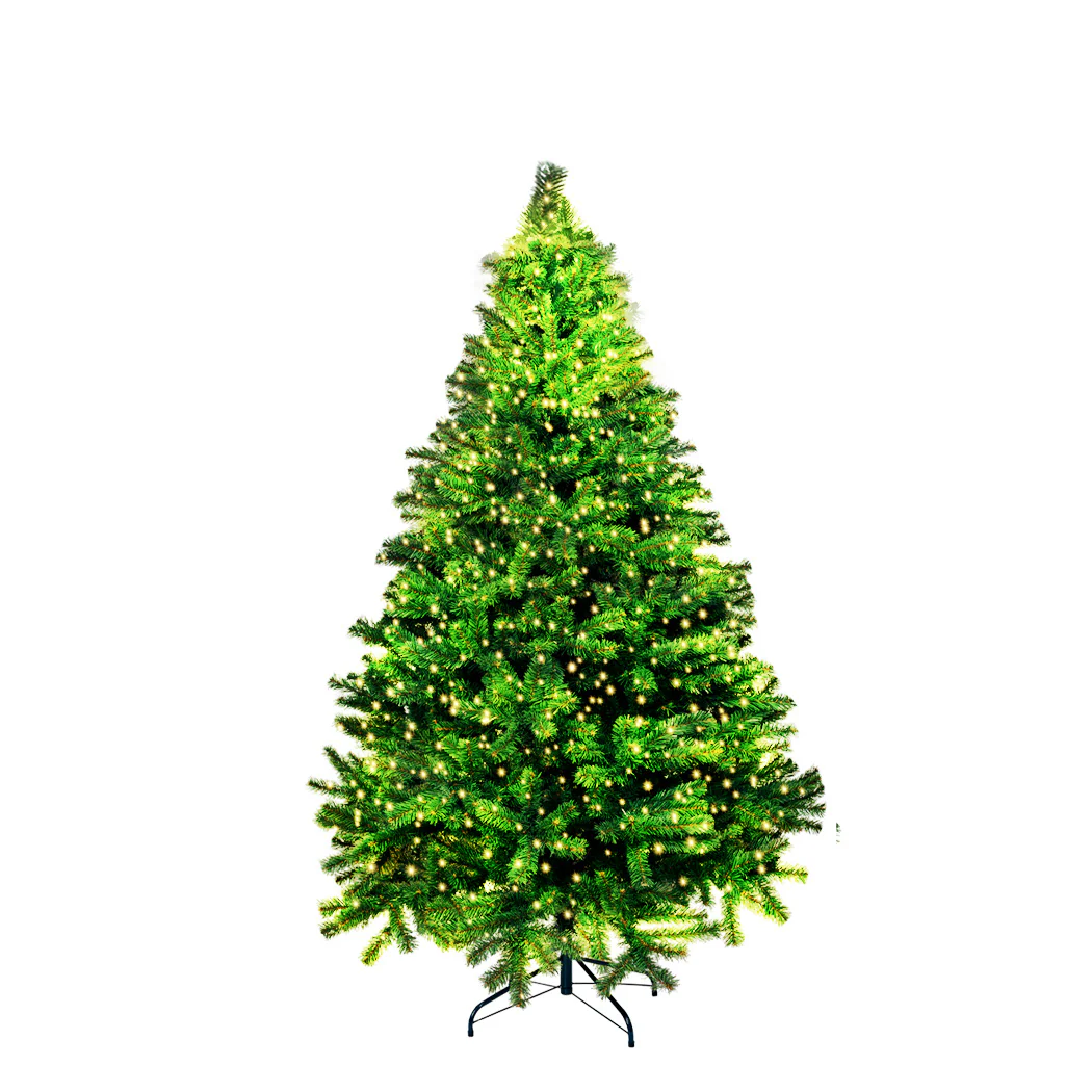 8ft 2.4m 1488 Tips Christmas Tree Xmas Home Garden Decor Warm with String Lights - Nurns