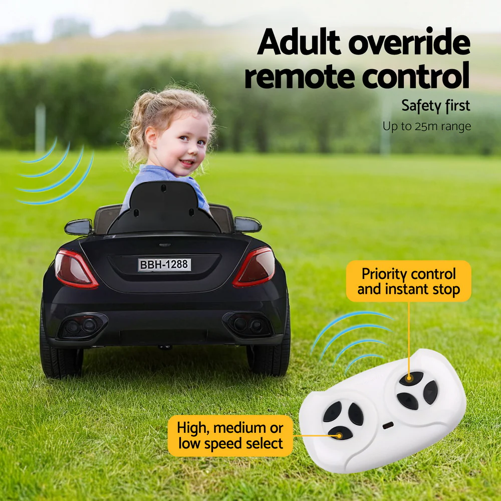 Kids Electric Ride On Car Toys Cars Horn Music Remote Control 12V - Black - Nurns