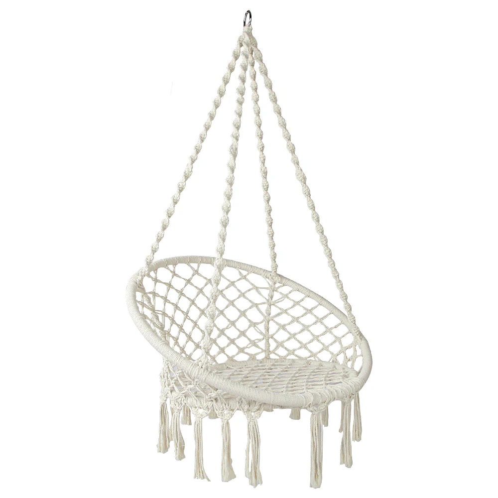 Hammock Chair Outdoor Hanging Macrame Cotton Indoor - Cream - Nurns
