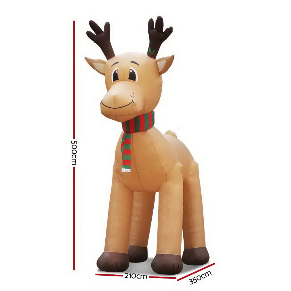 Reindeer Christmas Inflatable Illuminated Xmas Decorations - 5M - Nurns