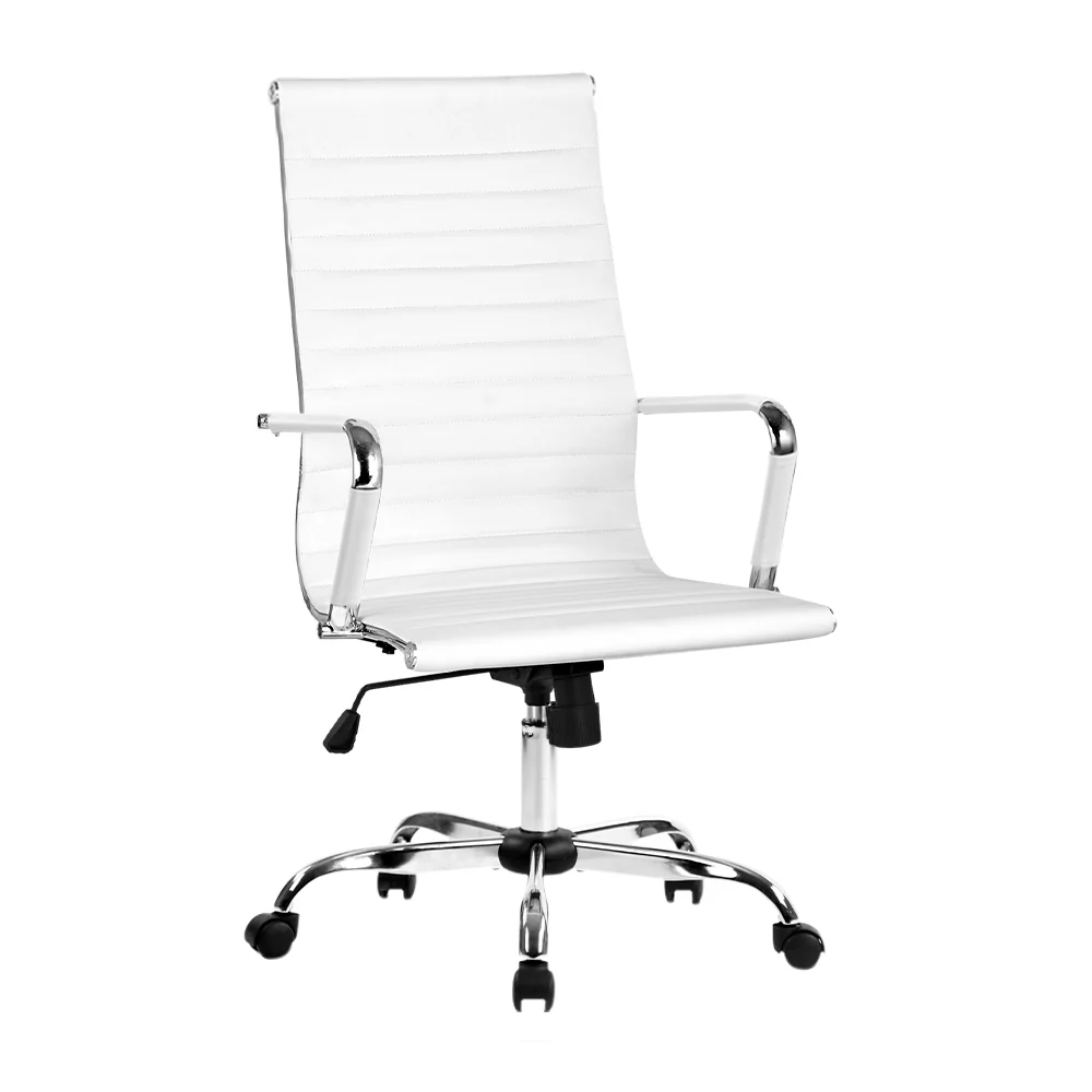 Artiss Office Chair Conference Chairs Pu Leather High Back White - Nurns
