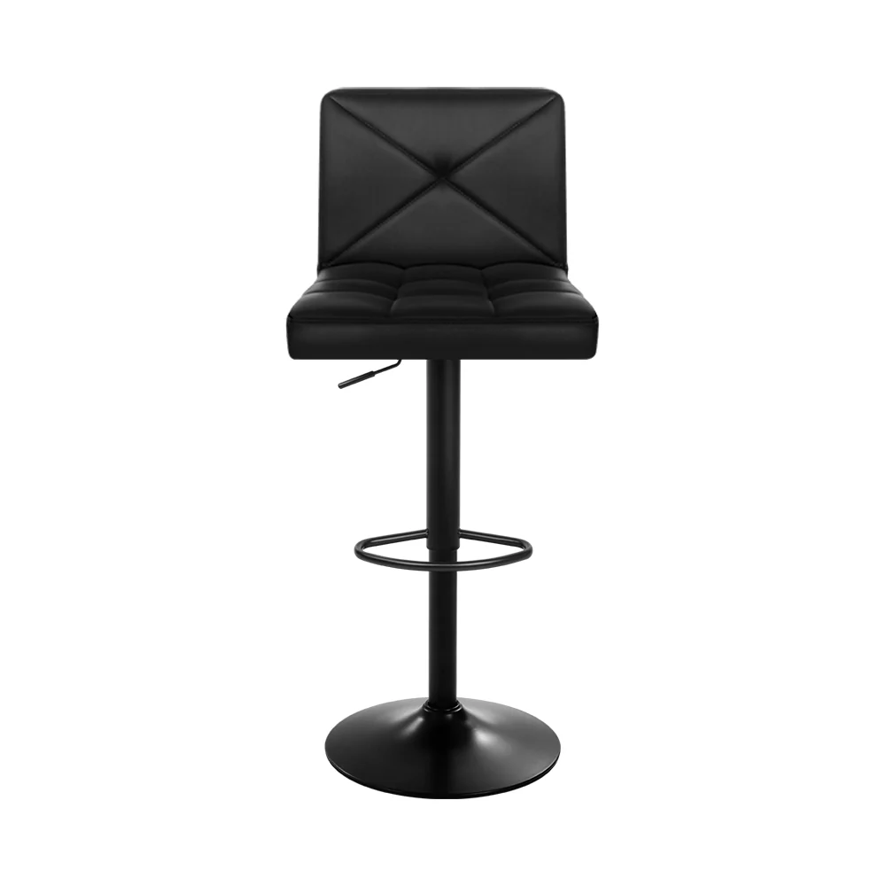 Set of 4 Marousi Bar Stools PU Leather Criss Cross Style - Black - Nurns