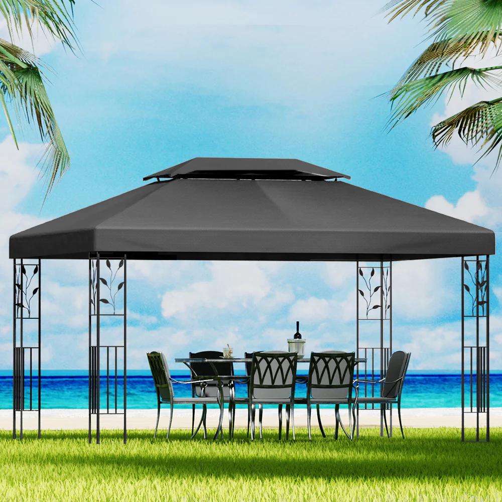Instahut Gazebo 4x3m Marquee Outdoor Wedding Party Event Tent Home Iron Art Shade Grey - Nurns