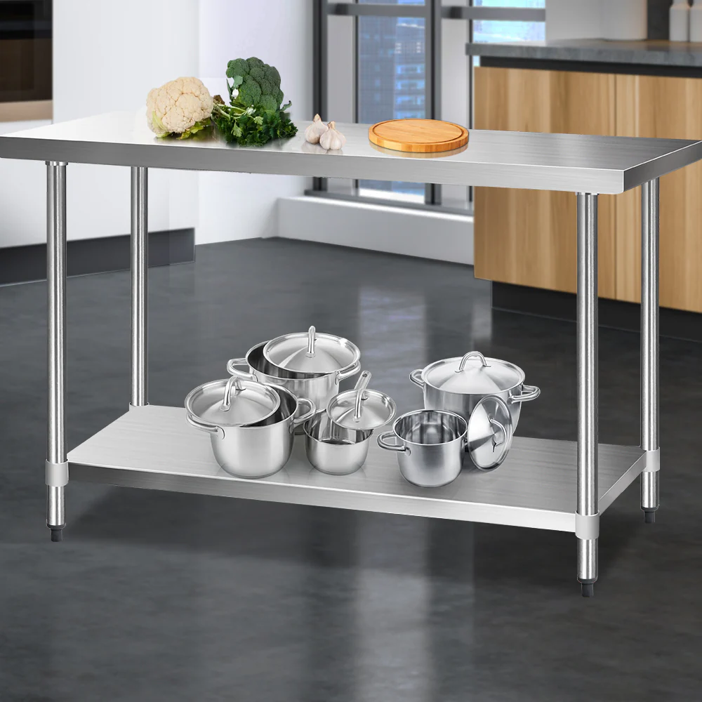 610x1524mm Commercial Stainless Steel Kitchen Bench - Nurns